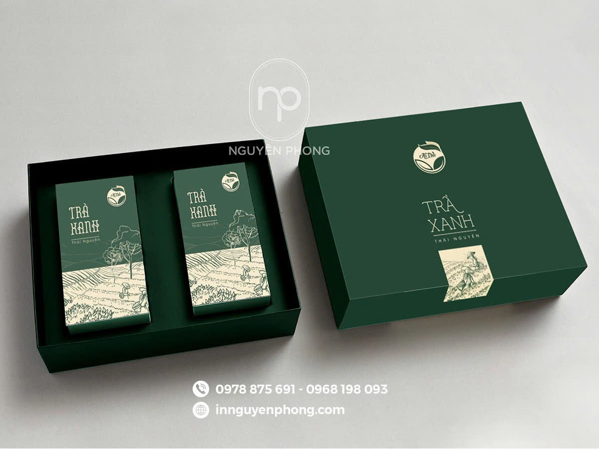 Mẫu hộp trà xanh có cốt